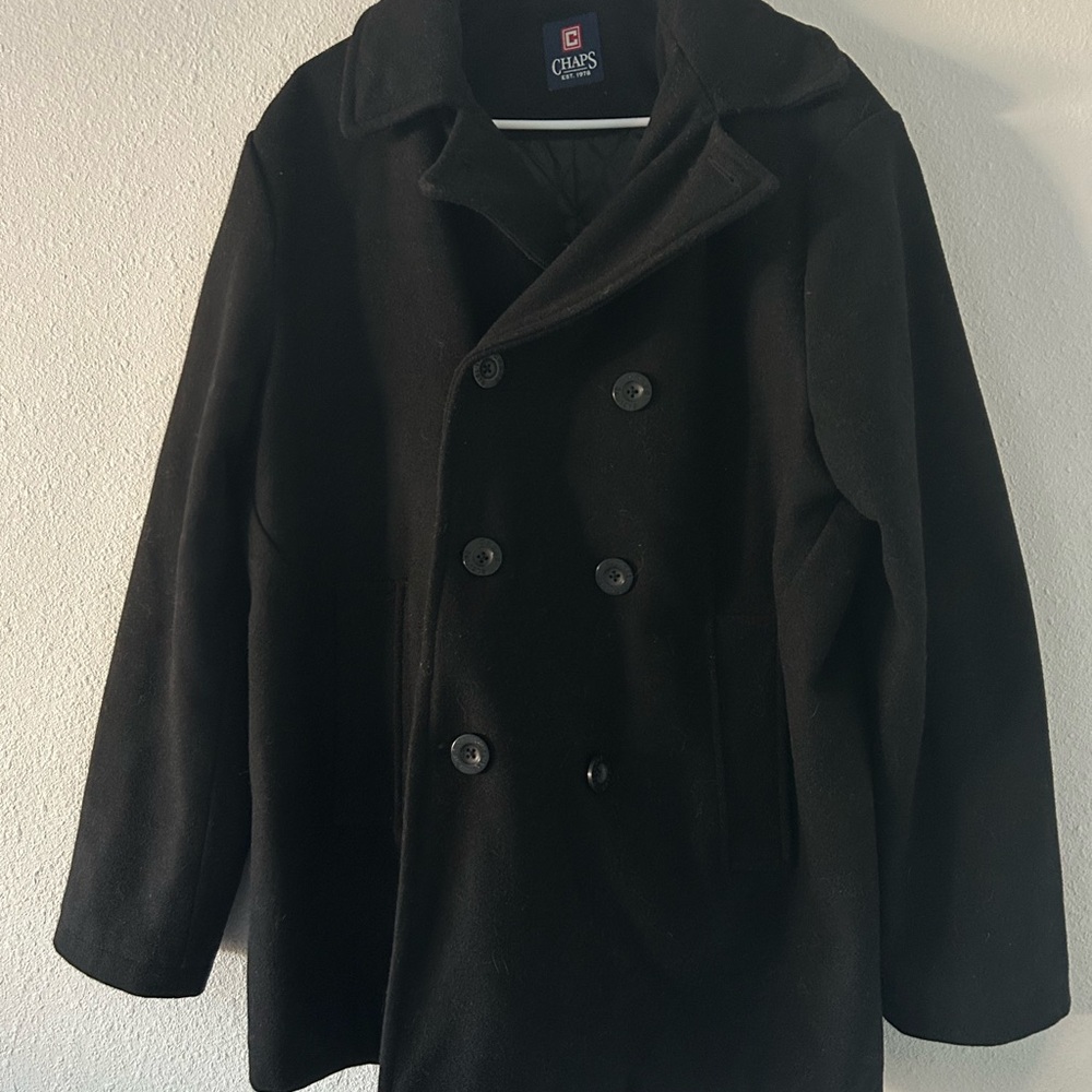 Chaps Men's Classic Black Pea Coat